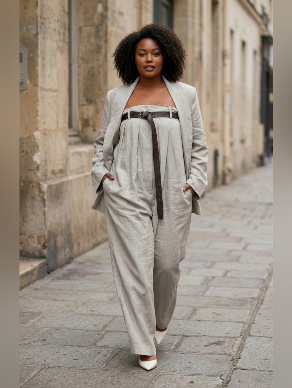 Strapless Wide-Leg Jumpsuit w/ Cinching Accents ▪︎ Curvy ▪︎ Slate ▪︎ XXL - Picture 7 of 16